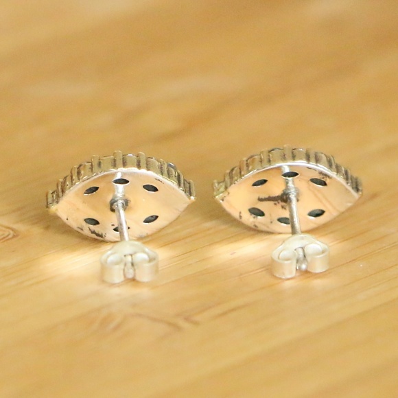 Sterling Silver jade & Cubic Zirconia Earrings - Picture 8 of 8